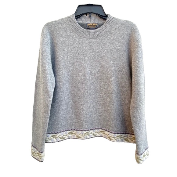 Woolrich Women's Wool Pewter Gray Sweater
with Hem and Cuff Accents Size M - Picture 10 of 16